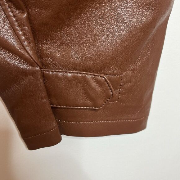 Aritzia Wilfred Faux Leather Cargo Pants Brown Womens 12 Barrel Leg Vegan - Picture 6 of 10